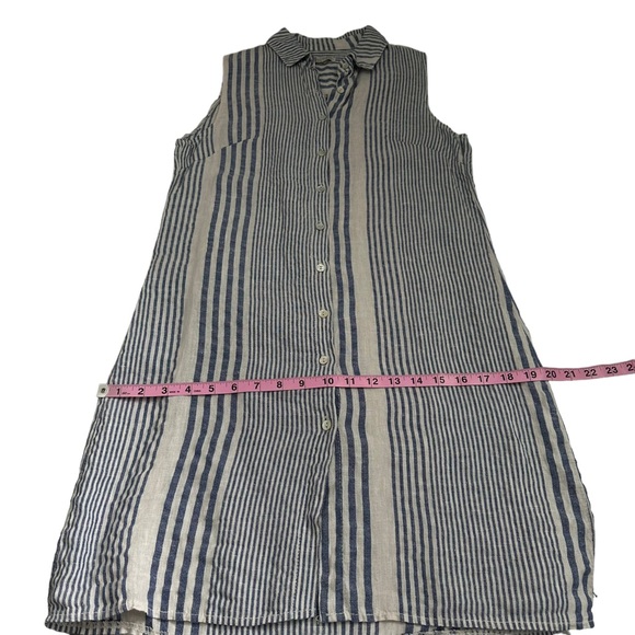 Lina Tomei | Striped Linen Blend Sleeveless Mini Dress Size S - Picture 11 of 12